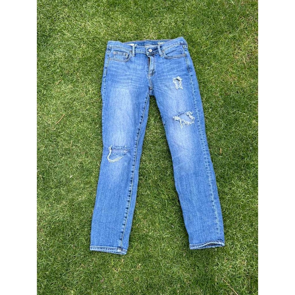 Gap 1969 Authentic True Skinny Distressed Medium Wash Jeans Womens 27s Y2K - Picture 7 of 10